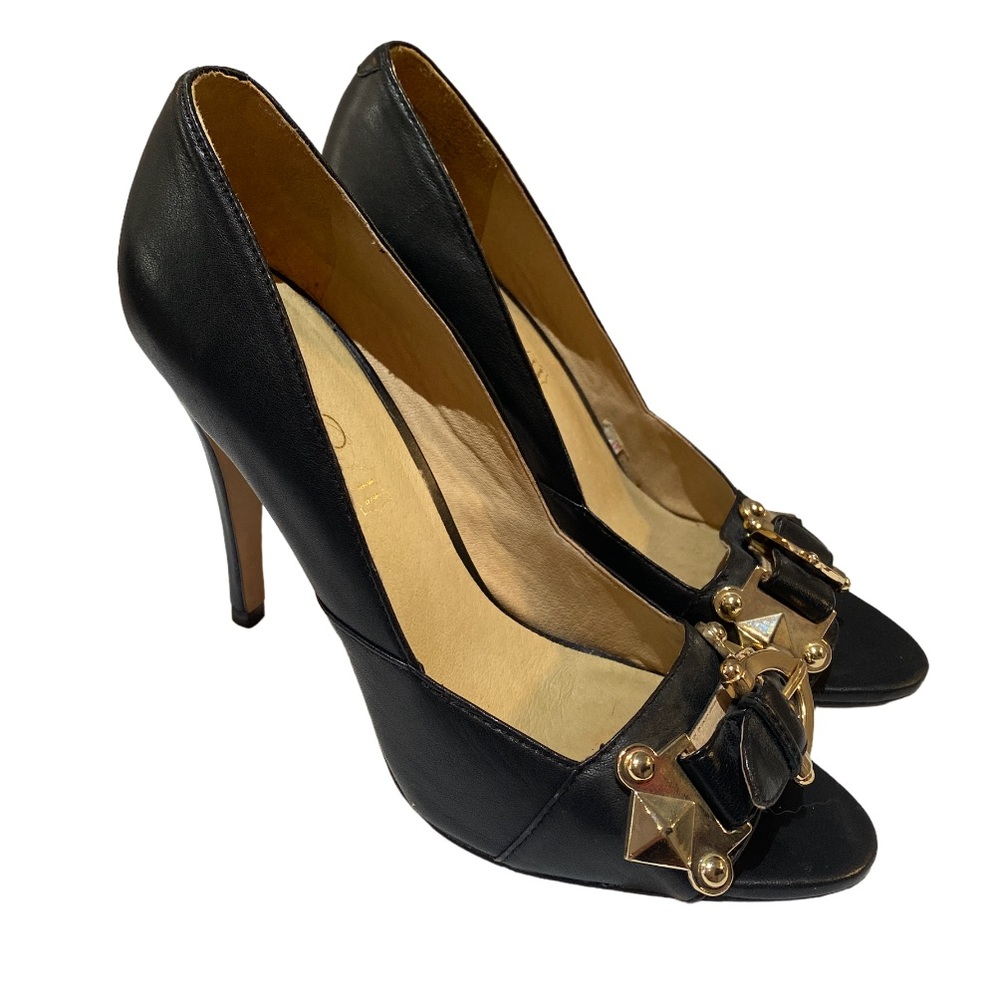 ALDO gorgeous black leather open toe heels size 39